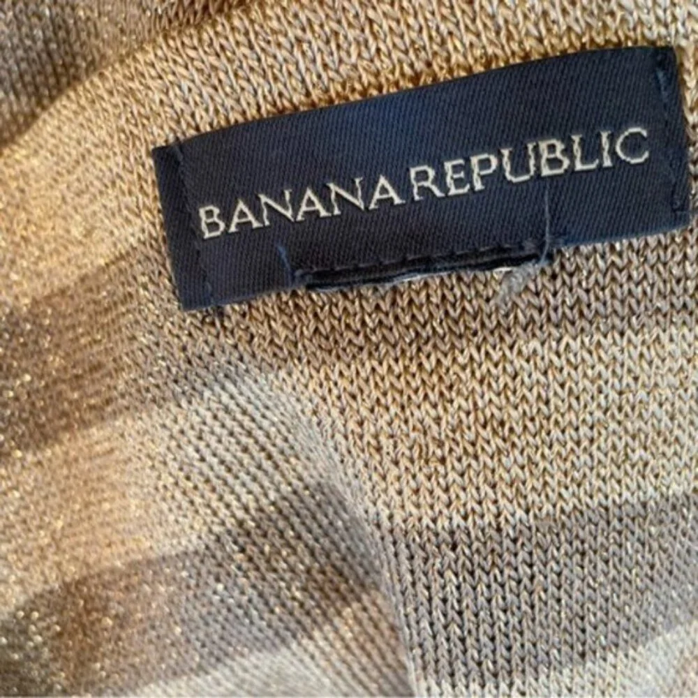 Banana Republic Striped Gold Metallic Block Scarf